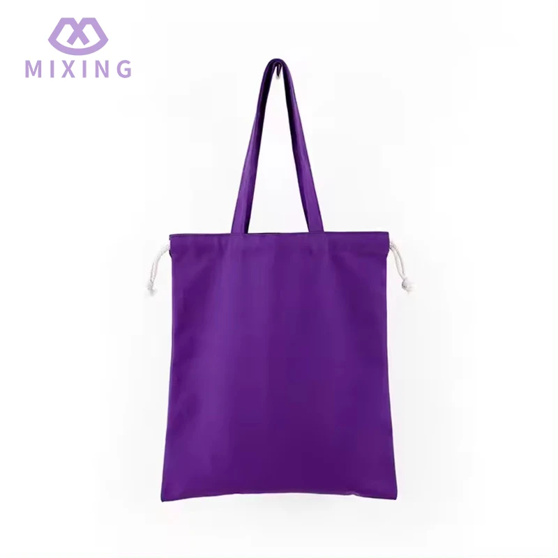 Borsa tote a spalla in tela con coulisse